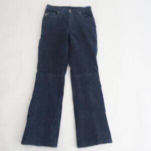 Vintage Skotts Suede Washable Navy 100% Leather Flared High Waist Pants 26